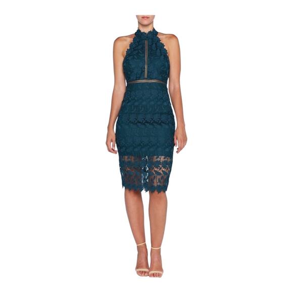 Bardot dress Noni Halter sheath teal size 6/S - Picture 1 of 7